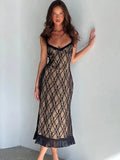 YESMYTOOL  -  Sexy 2024 New Women's Spaghetti Strap Lace Dress Streetwear Spring Summer Sleeveless High Waist Backless Slim Party Club Dresses