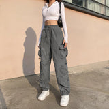 YESMYTOOL  -  Y2K Gothic Pants Women's Fashion 2024 new Autumn Street Low Rise Multi Pocket Pants Retro Casual Loose Sports Cargo Pants