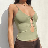 YESMYTOOL  -  2024 Fashion Fitness Camisole Solid Casual Sleeveless Cami Top Women Backless Hollow Out Sexy Crop Tops Tees