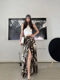 YESMYTOOL  - Bohemian Vacation Versatile Zebra Asymmetric Print Long Skirt With Slit A-lineretro Streetwear Women Summer Skirt 2024 New