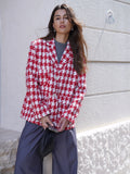 YESMYTOOL  -  2024 Fall / Autumn Winter New Women Fashion Basic Woolen Houndstooth  Jacket Basic Blazer