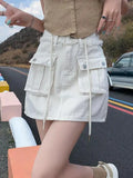 YESMYTOOL  -  Women Streetwear White Fashion Elegant Workwear Denim Mini Skirt Summer High Waist Hip Wrapped A-line Short Jean Skirt Versatile