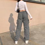 YESMYTOOL  -  Y2K Gothic Pants Women's Fashion 2024 new Autumn Street Low Rise Multi Pocket Pants Retro Casual Loose Sports Cargo Pants