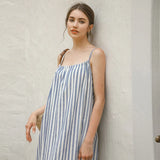 YESMYTOOL  -  Striped Halterneck Cotton Linen Dresses Summer New Casual Beach Vacation Sleeveless Loose Women Long Dresses Maxi Boho Sundress