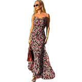 YESMYTOOL  - 2024 Summer Women's dress Beach Style Bohemian Dresses Slim Floral Printing Spaghetti Strap V-Neck