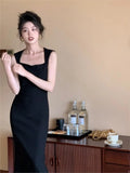 YESMYTOOL  -  Summer Classic Solid Color Elegant Dress Women's New Slim-fit Slimming Sleeveless Sexy Hip Long Dress