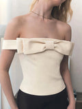 YESMYTOOL  -  Sexy Off Shoulder Butterfly Women Tops Apricot Backless Casual Y2k Short Tops Female Summer New Elegant Streetwear 2024