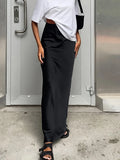 YESMYTOOL  - Solid Satin Long Skirt Women High Waist Elegant Fashion Slim Draped Maxi Skirt 2024 New Summer Casual Chic Office Lady Faldas