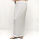 YESMYTOOL  -  Solid Color Sequin Back Split Casual Long Skirt Y2k 2024 Autumn Shiny Hiigh Waist  Hip Wrap Straight Maxi Skirt Party Streetwear