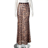 YESMYTOOL   -  Mesh Stitching Leopard Sexy See-Through Long Skirt Female Animal Print Slim High Waist Skirts Hot Girl Fashion Streetwear