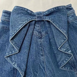 YESMYTOOL  -  Streetwear Blue Bows Denim Pants Retro High Waist Button Wide Leg Trousers Casual Loose Baggy Jeans Y2k Straight Pants For Women