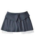 YESMYTOOL  -  New Mini Skirt For Women High Waist Gray Pleated Skirt A-Line Turn-Down Shorts Y2k Skirt With Pockets Streetwear