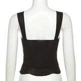 YESMYTOOL  -  Backless Crop Top for Women, Spaghetti Strap, Sleeveless, Heart Contrast Color, Spring and Summer Trendsetter