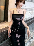 YESMYTOOL  -  Sexy Bodycon Printed Mesh Long Dresses for Women Backless 2024 Summer New Korean Elegant Fashion Evening Party Female Vestidos