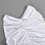 YESMYTOOL  - 2024 Low Waist Asymmetrical Pleated Skirts Summer Fashion White Skirt Sexy Club Party Long Skirts for Women Clothes