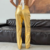 YESMYTOOL -  Fall Outfits 2024 Casual Golden Zipper Trousers Women Loose High Waist Buttons Long Pants 2024 Autumn Winter New Lady Fashion All-matched Bottoms