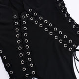 YESMYTOOL  -   Bandage Cut Out Bodysuits Trend 2024 Women Summer Tops Sexy Rave Outfit Black Techwear Bodysuit Cyber Y2K Clothes