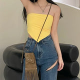 YESMYTOOL  -  Women Sexy Triangle Strapless Top Vest Sleeveless Tops Summer New Sweet Vintage Fashion Casual Elegant Basic T-shirt Waistcoat