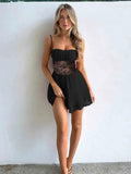 YESMYTOOL  -   Lace Hollow Out Backless Sexy Dress Women Ruffle 2024 Elegant Holiday Casual Dress Bodycon Summer Mini Dress Vestidos