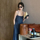 YESMYTOOL  -  Denim Small Sling Wide Leg Work Suit Jumpsuit Summer Thin Style Goddess Style Pants 2024 New Style