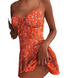 YESMYTOL  -  Women's Summer New Sexy Halter Small Chrysanthemum Dresses Women's Dress Beach Style