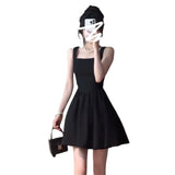 YESMYTOOL  -  2024 New French Hepburn Style Black Suspender Dress Temperament Women's Summer Short Waist Skirt