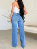 YESMYTOOL  -  Women's Denim Pants 2024 Summer Fashion High Waisted Handmade Frayed Edge Wide Leg Pants Streetwear Ripped Baggy Jeans