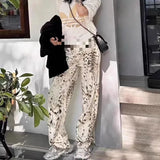 YESMYTOOL  -  Leopard Print Baggy Wide Leg Jeans Women High Waist Straight Pants 2024 Spring Summer Fashion Streetwear Y2k Retro Denim Trouser