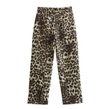 YESMYTOOL  -  Fashion Leopard Trousers Women Clothes 2024 Summer New Street High Waist Leopard Print Straight Pants for Women Trousers