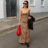 YESMYTOOL  - 2024 Women's dress Summer vintage Spaghetti Strap Party dress Slim  leopard Printing V-Neck