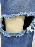 YESMYTOOL  -  Women's Denim Pants 2024 Summer Fashion High Waisted Handmade Frayed Edge Wide Leg Pants Streetwear Ripped Baggy Jeans