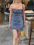 YESMYTOOL  -  Slim Denim Mini Dress For Women Bodycon Sleeveless Sexy Dresses Femme  Summer Casual Street Backless Dress Woman