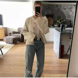 YESMYTOOL  -  Fashion Chic Solid Knitted Cardigan For Women O Neck Long Sleeve Single Breasted Sweater 2024 Autumn Female Commuting Streetwear