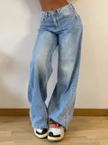 YESMYTOOL  -   Vintage Blue Jeans for Women 2024 Summer Fashion Egirl Streetwear y2k Wide Leg Pants Women's High Waisted Baggy Jeans