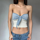 YESMYTOOL  -  Hot Sexy Off Shoulder Strapless Tube Tops Elegant Backless Y2K Tie Front Top Crop Tank Coquette Aesthetic Clothes