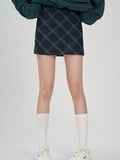 YESMYTOOL  -   Vintage Preppy Green Plaid Skirt Women Check England Style School Casual High Waist A-line Slim Mini Skirt 90s Aesthetic