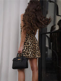 YESMYTOOL  -  Sexy Leopard Print Mini Dress Women O-neck Sleeveless Slim Vintage Elegant Dresses 2024 Summer New Elegant Fashion A-line Dress