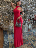 YESMYTOOL  -  Red Elegant Luxury Evening Dress Women Sexy Off Shoulder High Waist Slim Long Dresses Femme Party Bodycon Dress Woman New