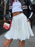 YESMYTOOL  -  Fashion Summer Pleated Skirts For Women High Waist White Ruffled Patchwork Ladies Streetwear 2024 Y2k Solid Mini Skirt New