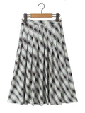 YESMYTOOL  - Gingham Printed Vintage Women Skirt Pleated Midi New Autumn Winter Skirt Falda Mujer England Style Plaid Skirt