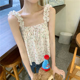 YESMYTOOL  -  Summer New Slim Sweet Women Blouse Ladies Elegant Floral Blouse Woman Green Pink Casual Chicly Sleeveless Top Female