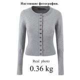 YESMYTOOL  -  Fall Single-breasted Buttons Sweater Cardigan Brown Casual Short Knitted Sweater O Neck Women Knitted Cardigan