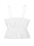 YESMYTOOL  -  Spaghetti Strap Crop Top Women Solid Folds Lace Up Sexy Sleeveless Backless Holiday Beach Female Vest 2024 Summer New Tank Chic