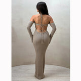 YESMYTOOL  -  Summer Satin Camisole Backless Maxi Dress Women Slim Elegant Sexy Outfit Ladies Birthday Party Club Sundress