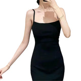 YESMYTOOL  - One-shoulder High-grade Backless Temperament Long Skirt New Women's One-neck Simple Knit Sling Dress