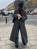 YESMYTOOL  -  Elegant Woolen Solid Women Windbreak Full Sleeve Double Breasted Female Maxi Coat 2024 Autumn Winter Lapel Loose Lady Overcoat