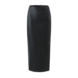 YESMYTOOL  -  Autumn Split PU Leather Skirts 2024 New Fashion Long Slim PU Leather Skirts Women Elegant Hip Black Skirts Women Clothing