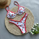 YESMYTOOL  -  2024 New Low Waist Sexy Women Swimsuits Female Swimwear Bikini Set Print Strappy Brazilian Thong Beachwear Bathing Suits Biquini