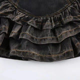 YESMYTOOL  -  Vintage Denim Skirt Ruffle Harajuku Sexy Gothic Y2k Punk Mini Skirts Slim Up Retro Fashion Streetwear Casual Jean Skirt