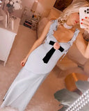 YESMYTOOL  -   maxi dress blue Ruffled chiffon straps velvet bow sexy party dresses new blackess summer dress elegant female